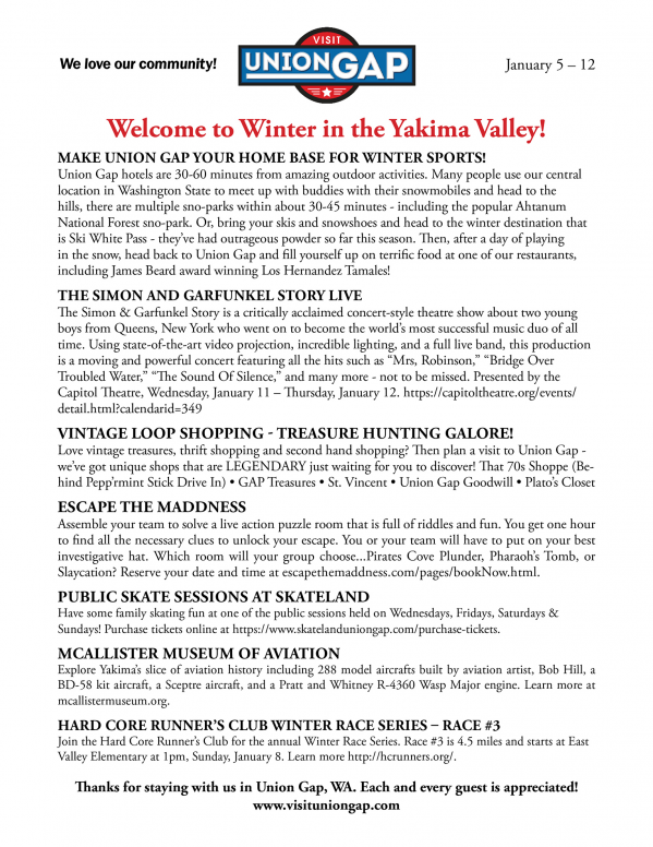 This week in Union Gap - January 5 - 12